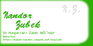 nandor zubek business card